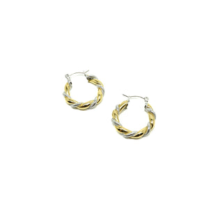 Two Toned Twist Hoop Earrings