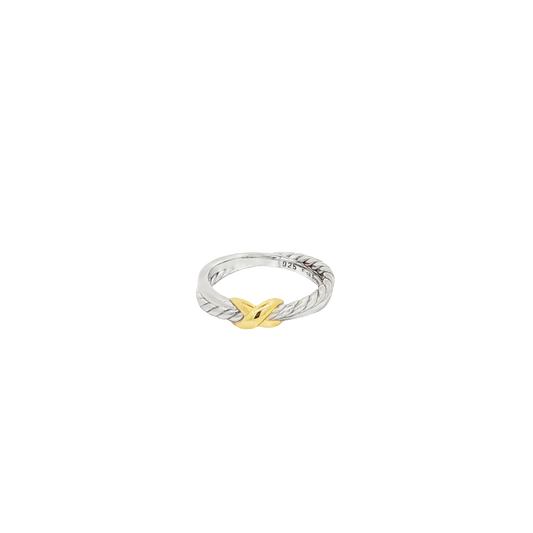 Two Toned X Vermeil Ring