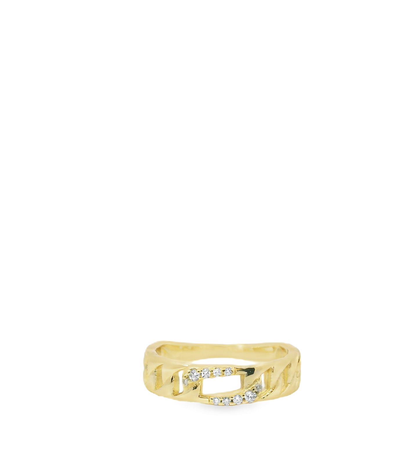 Pave Paperclip Vermeil Ring