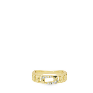 Pave Paperclip Vermeil Ring