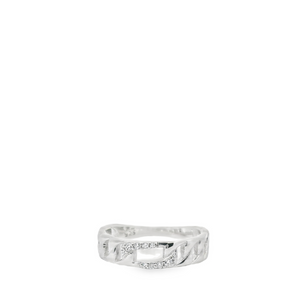 Pave Paperclip Sterling Silver Ring