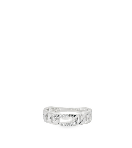 Pave Paperclip Sterling Silver Ring