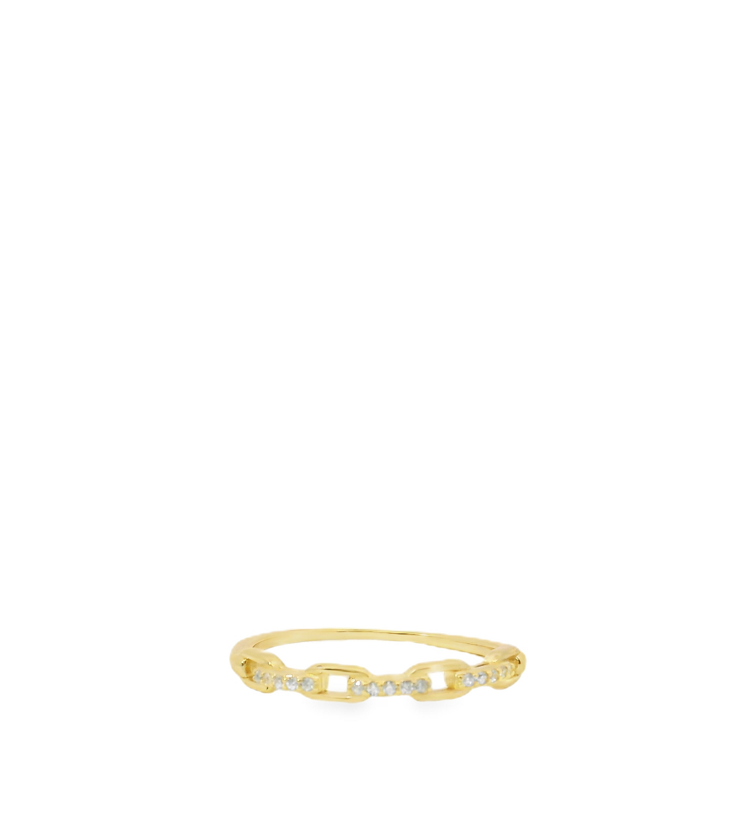 Petite Pave Paperclip Vermeil Ring