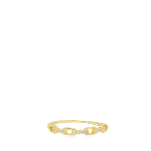 Petite Pave Paperclip Vermeil Ring