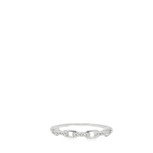 Petite Pave Paperclip Sterling Silver Ring