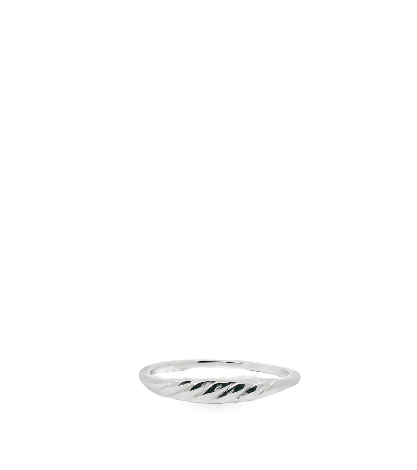 Petite Pave Croissant Sterling Silver Ring