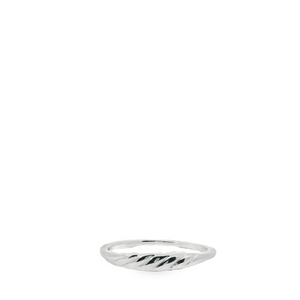 Petite Pave Croissant Sterling Silver Ring