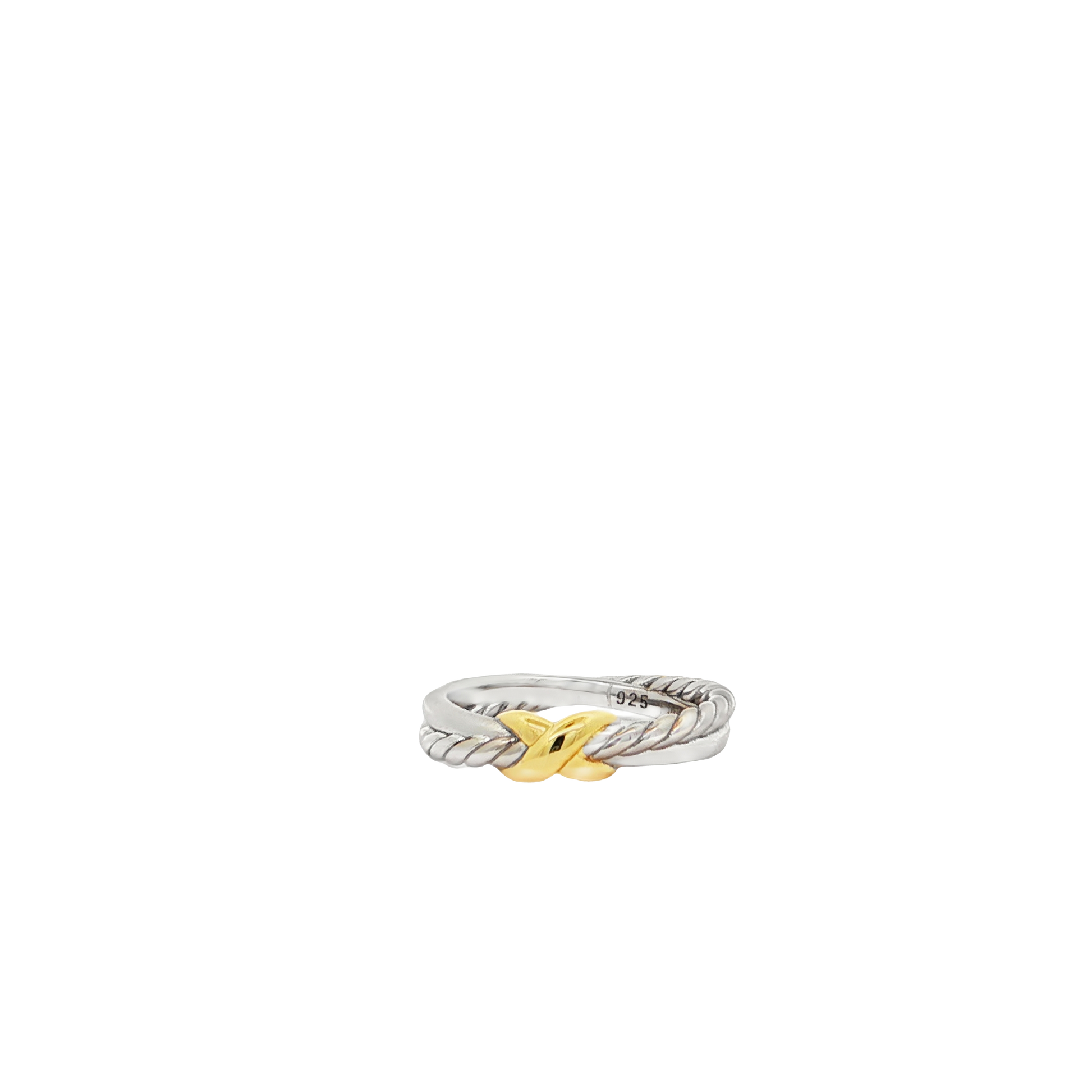Two Toned X Vermeil Ring