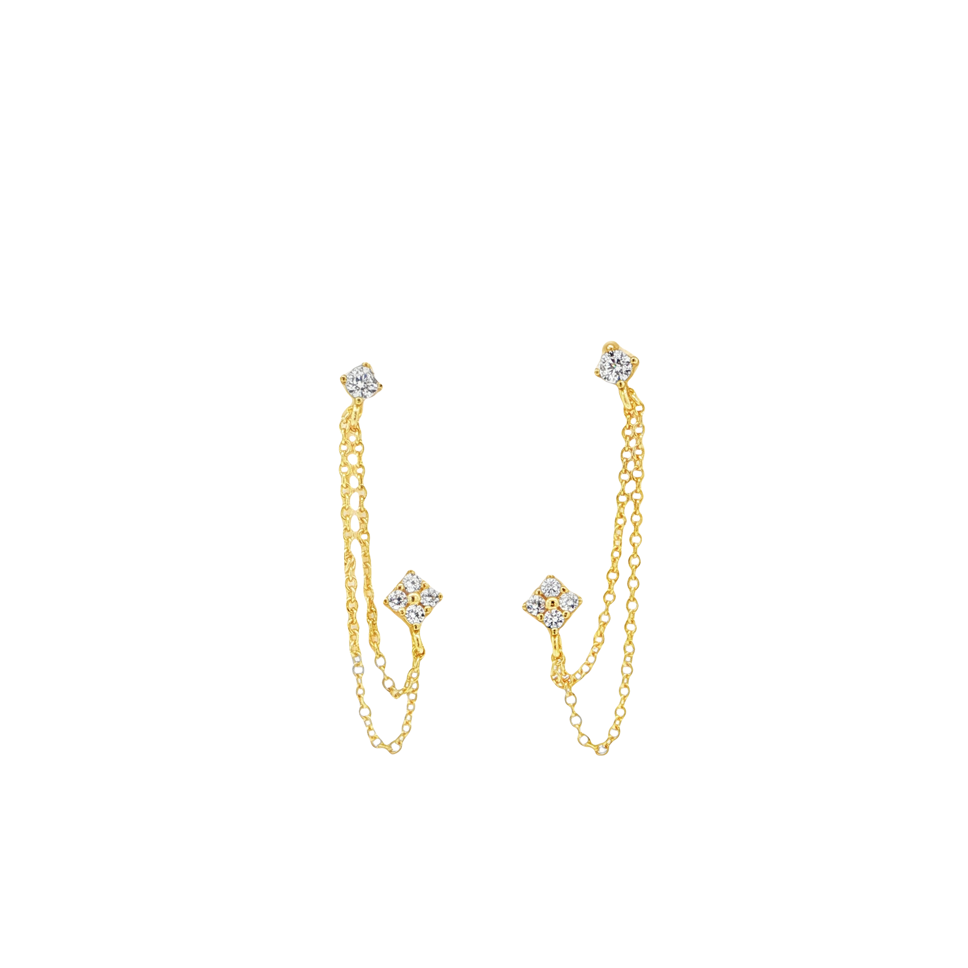 Double Chain Drop Vermeil Earrings
