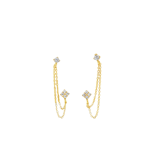Double Chain Drop Vermeil Earrings