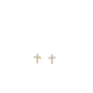 Mini Diamond Cross Vermeil Earrings