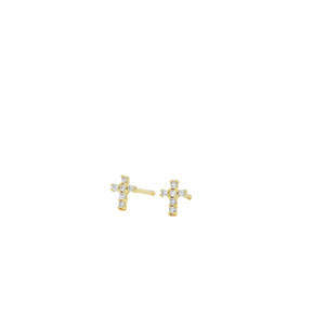 Mini Diamond Cross Vermeil Earrings