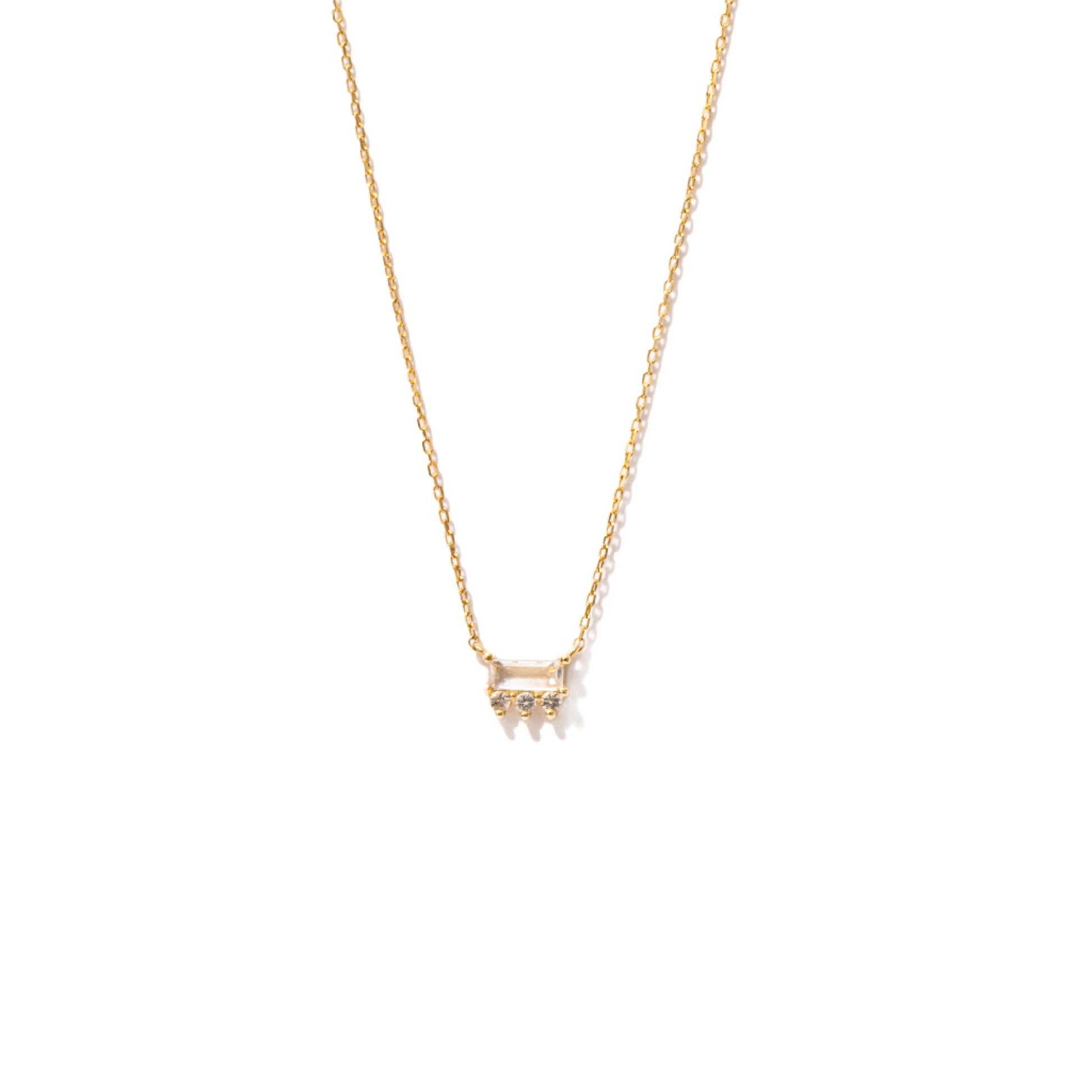 White Sapphire Necklace 14K Gold