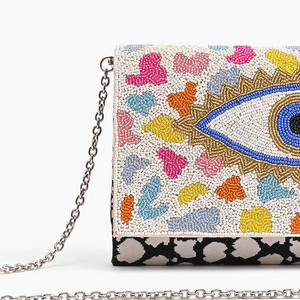 Rainbow Evil Eye Flap Clutch