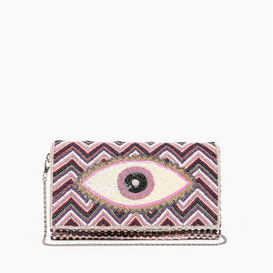 Muave Chalk Evil Eye Clutch