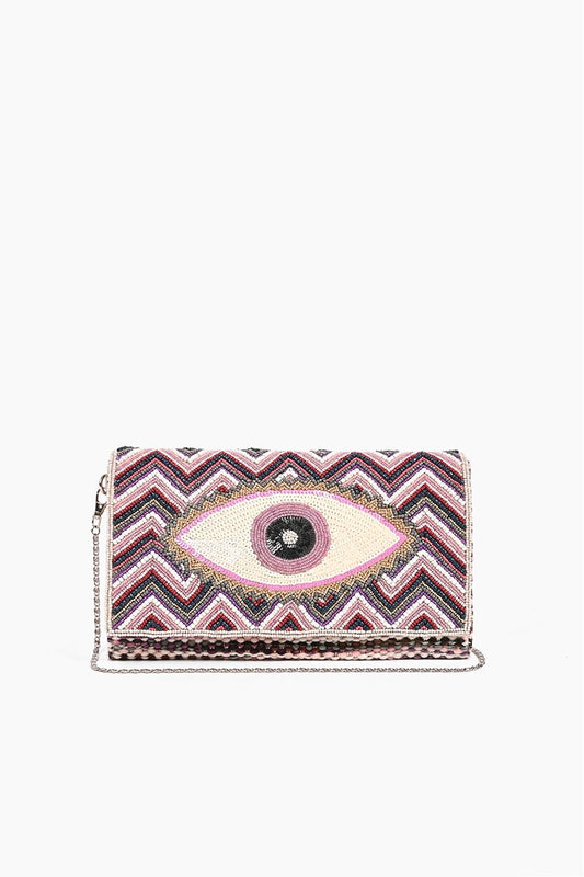 Muave Chalk Evil Eye Clutch