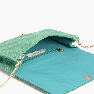 Emerald Evil Eye Embellished Flap Clutch