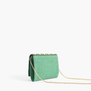 Emerald Evil Eye Embellished Flap Clutch