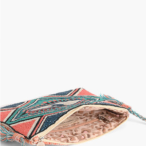 Copper Tan Evil Eye Embellished Clutch