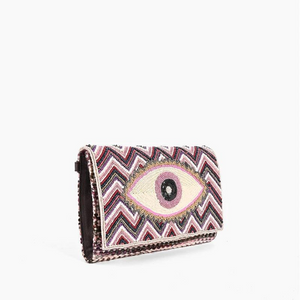 Muave Chalk Evil Eye Clutch