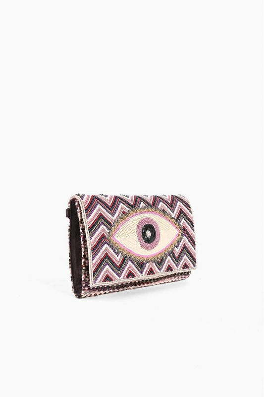 Muave Chalk Evil Eye Clutch